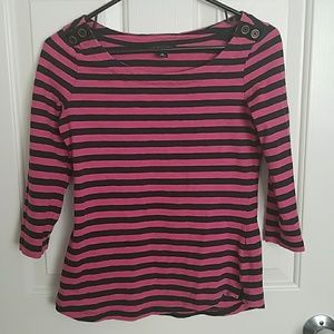 Banana Republic Pink and Navy Boatneck Top
